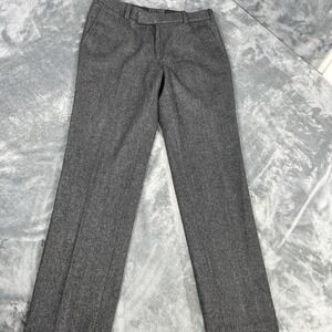 Raymond Pants Men 33x31 Gray 100% Wool Twill Herringbone Dress Slacks Flat Front